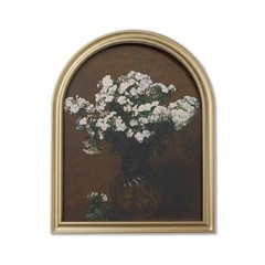 Gold Vintage Flower Arched Wood Framed Wall Art – Moody Floral Canvas Picture…