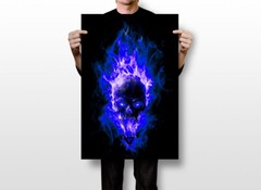 Blue Skull Blacklight Fantasy Artwork Colorful Wall Art Home Deco – POSTER 20×30