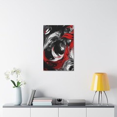 Wall Art Decor – Canvas Print Artwork – Decorative Black Red White Abstract Seam