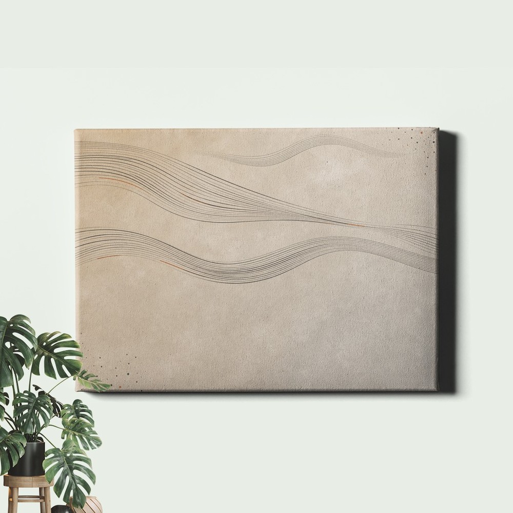 Neutral contour line waves Poster Print abstract flowing lines