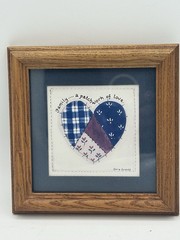 VTG Picture 6″ Heart «Family..A Patchwork of Love» Art Peaceful Family Oak Frame