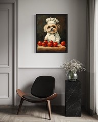 Havanese Chef Kitchen Wall Art Print Poster, Dog Pet Lover Picture Painting A…