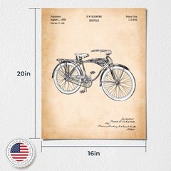 Biking Gifts, Gifts for Bicycle Enthusiasts, Schwinn Bike Patent Poster Print
