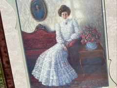 Home Interiors Victorian Lady Art Deco Signed G. Barker Framed Print|Size:16X14″