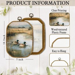 Vintage Mallard Duck Canvas Wall Art Decor, Farmhouse Cottagecore Duck Huntin…