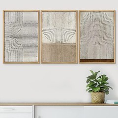 Geometric Wall Art Decor Minimalist Abstract Modern Framed Canvas Print Set of 3
