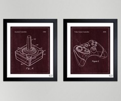 Oliver Gal Framed Art Print Set Video Game Controller Patent Drawings MSRP $299