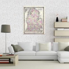87362 1855 COLTON MAP MICHIGAN VINTAGE Decor Wall Print Poster