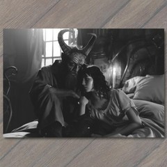 Art Print Demon Bed Beautiful Sexy Woman Horns Post Devil Strange Unusual Scary