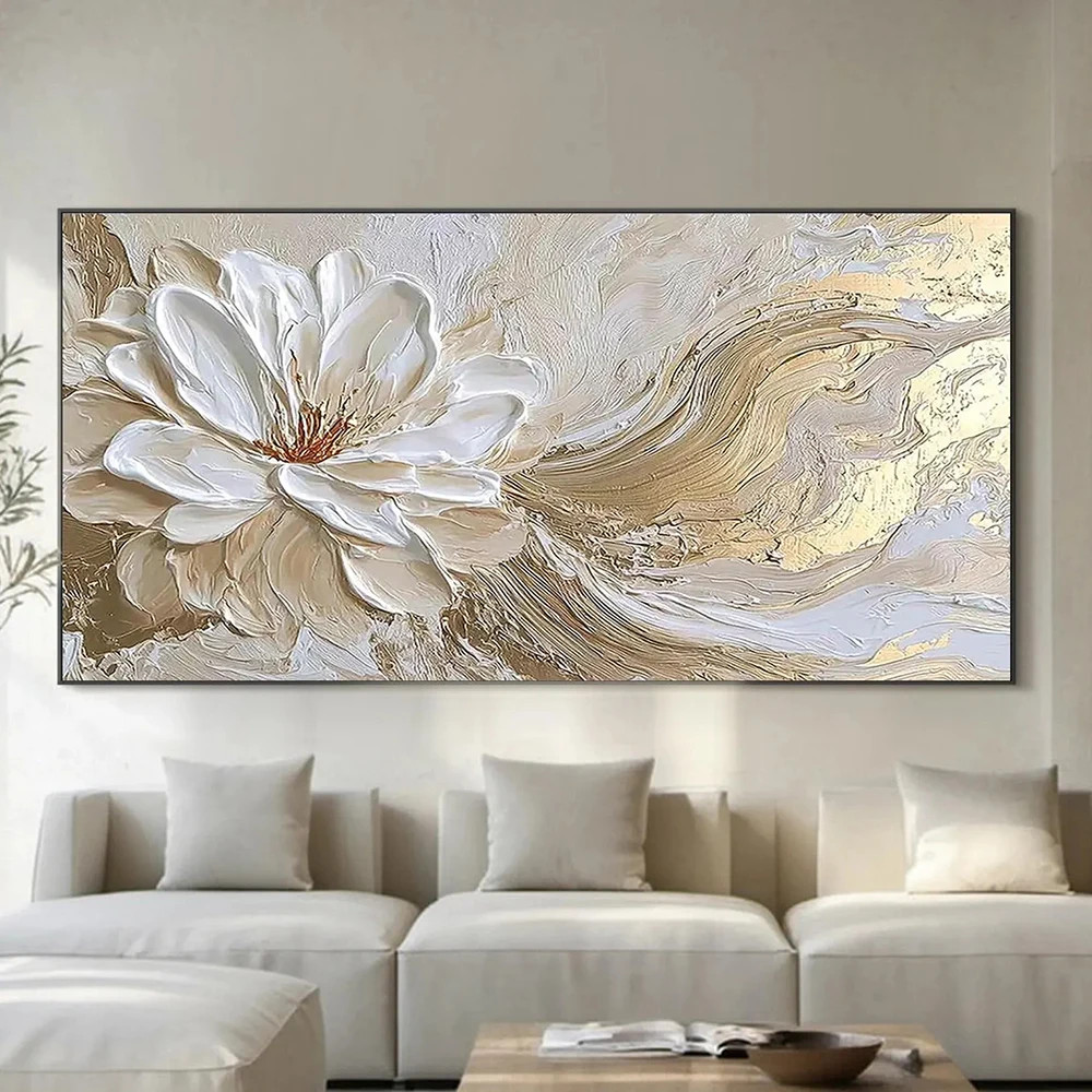Abstract White Flower Canvas Painting Home Decor Canvas Wall Art Picture Poster