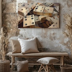 Cozy Ivory Domino Scatter Tabletop Gaming Some Games Quiet Close Canvas Wall Art