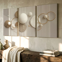 3 Pieces Modern Geometric Abstract Large Wall Art Set for Bedroom Set Of 3
