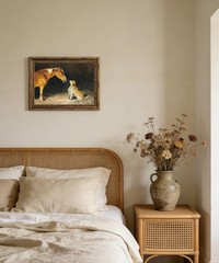 Gold Framed Wall Art Vintage Horse and Dog Wall Art Country Farmhouse Animals…