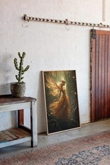 Framed Fantasy Fairy Print, Multicolor Vertical Wall Art for Adults
