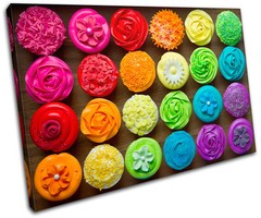 Cupcakes Baking Food Kitchen SINGLE CANVAS WALL ART Picture Print VA