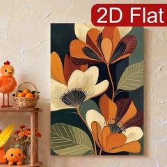 Bohemian Abstract Floral Canvas Wall Art, Mid-Century Modern Home Decor