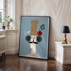 Chef Kitchen Poster, Modern Abstract Scandinavian Wall Art Decor