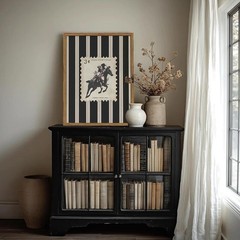 Vintage Western Cowboy Wall Art Black and White Striped 16″L x 12″W, D