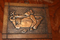 2 Vintage 3D Embossed Bathroom Humor Relief Copper Metal Picture Wall Art 8×10