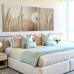 3 Pieces Nature Inspired Botanical Neutral Tones Red Large Wall Art Set Of 3