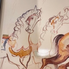 Ed Walaitis Carousel Horses Framed water color Original Signed Wall Decor 1983
