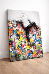 Urban Street Art Climber Canvas – Modern Graffiti Statement Piece, 24 x 36 in