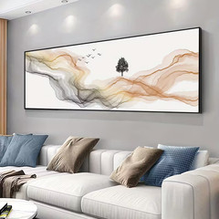 Panoramic Minimalist Beige, Brown, Black Canvas Wall Art Home Decor