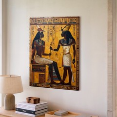 Canvas Optimization Egyptian Traditional Depicts Seated Figures Wall Art