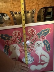 Sapna Shah Chinoiserie Twin White Pekingese Framed Pink Artwork