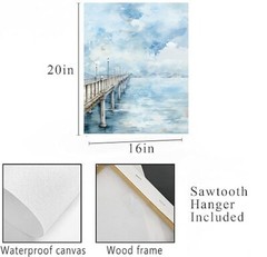 16×20 Storm Over Pier Beach Coastal Canvas Print Wall Art