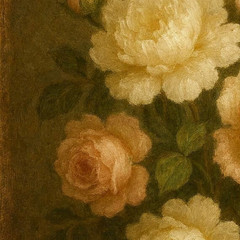 Vintage Farmhouse Floral Wall Art – Olive Peonies & Blush Roses Print