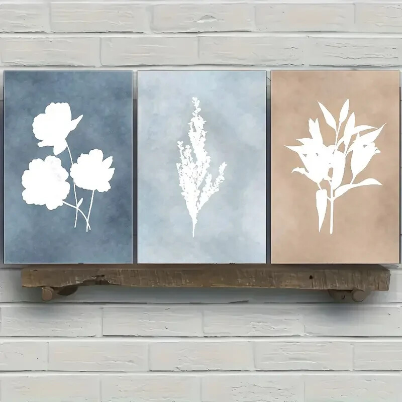 3pcs Floral Poster Abstract Art Dormitory Metal Print Ready to Hang Art
