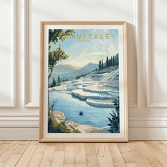 Pamukkale Türkiye Travel Poster Featuring Natural Thermal Terraces