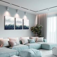 Elegant 3-Panel Foggy Forest Landscape Art – Perfect for Living Room & Office