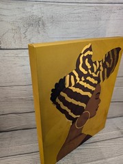 Wine Red & Gold Foil Headwrap African Canvas By Wynnwood Studios *Rare* 16×20