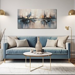 TYTAUPT Abstract Canvas Wall Art for Bedrooom Blue and Gray Wall Decor for Li…