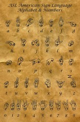 ASL Alphabet and Numbers Poster SLA Sign Language Art Print Decor Home School