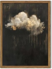 Dark Moody Cloud Wall Art, Vintage Cloud Rain Wall Decor Paintings… 12×16 inch