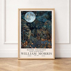 Blue Moon Wall Art William Morris Forest Print Night Sky Poster Floral Night Sky