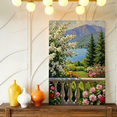 Wall Art Landscape Oil Painting Lake Mountain Floral Garden Balcony Canvas Print