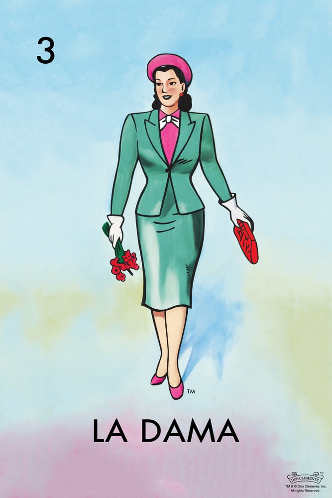 03 La Dama Woman Lady Loteria Card Poster 12×18