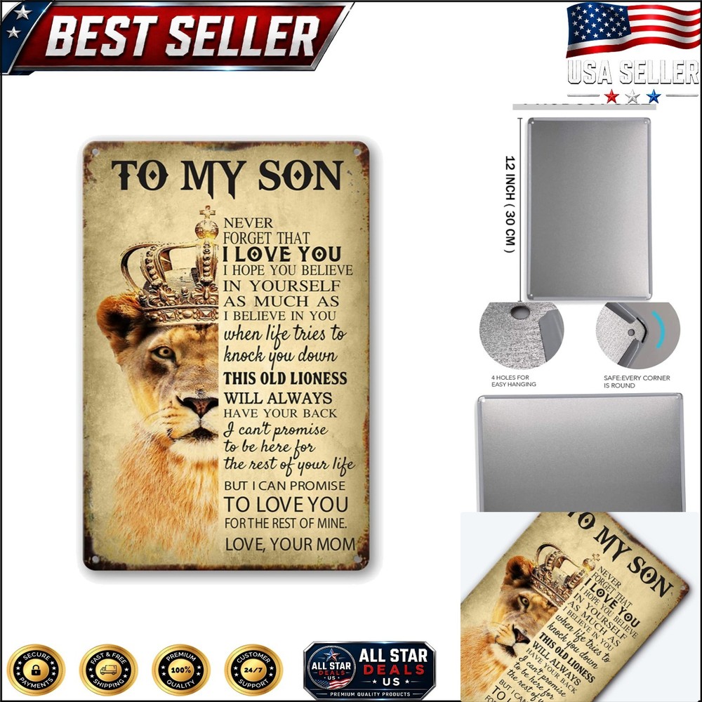 To My Son Inspirational Metal Wall Art – Vintage Tin Sign, 8×12 Inches
