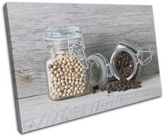 Spices Jars Food Kitchen SINGLE CANVAS WALL ART Picture Print VA