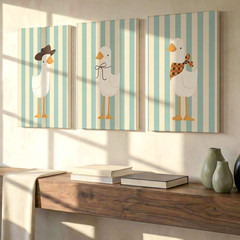 3 Pieces Adorable Duck Large Wall Art Canvas Set for Living Room Set Of 3