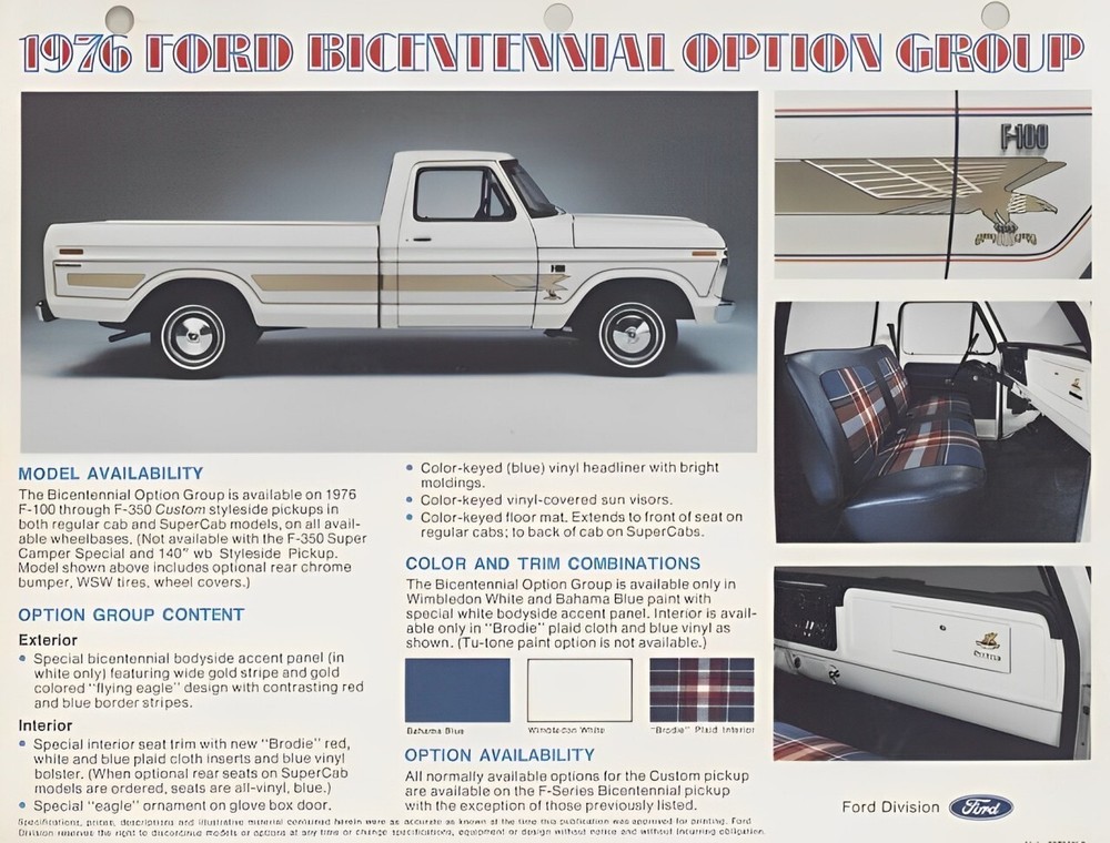 1976 Ford Truck Bicentennial Options POSTER 24 X 18 Inches Nice Wall Art