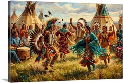 Native American Indian Pow Wow Dancing Apache’s In Arizona On Canvas or Poster