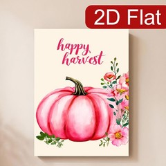 Pink Pumpkin Happy Harvest Canvas Wood Frame Wall Decor Gift
