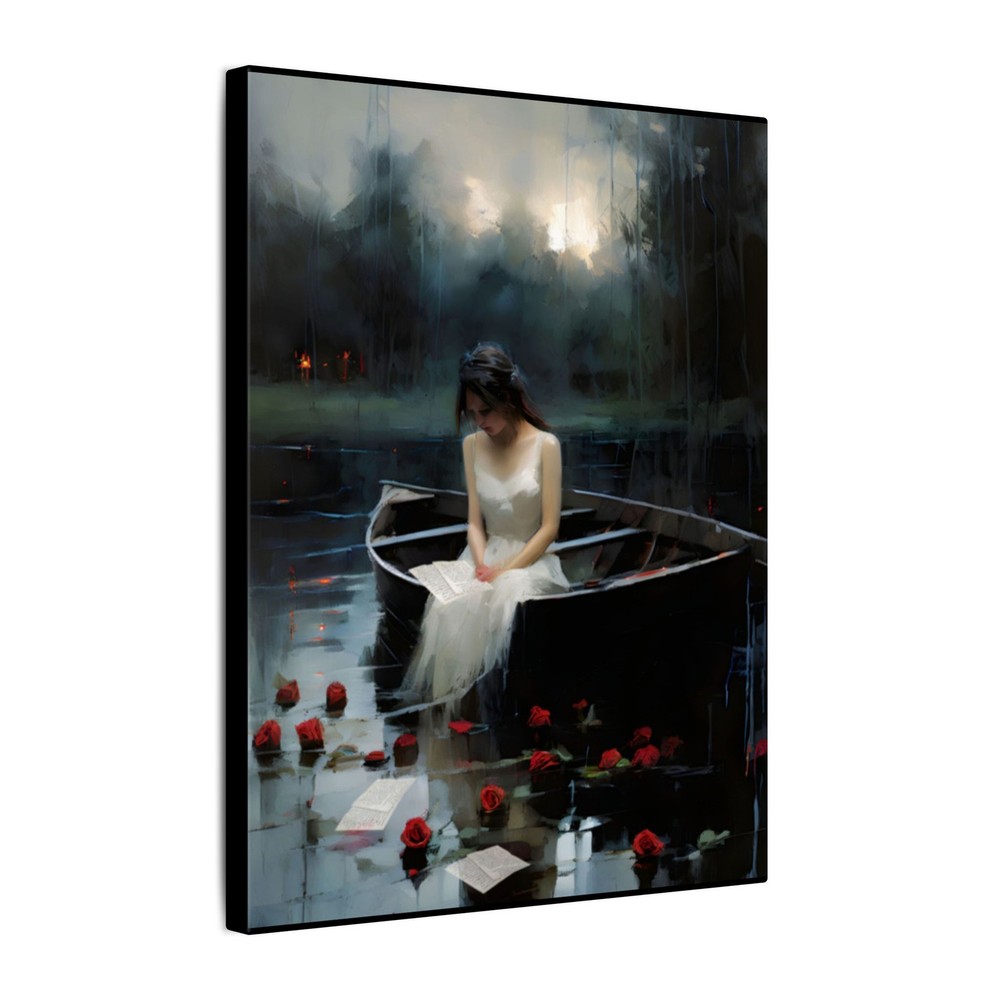 Lady In White Lake Gothic Canvas Print Wall Art Print Dark Woman Painting