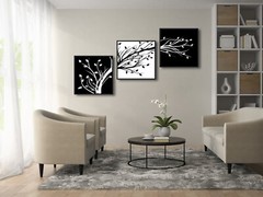 Black Framed Leaves Modern 3 Panels Artwork Black and White Abstract Floral Tree