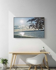 Sea Sunset with Vibrant Leaves | Original Photography Unframed Canvas 8×12 in